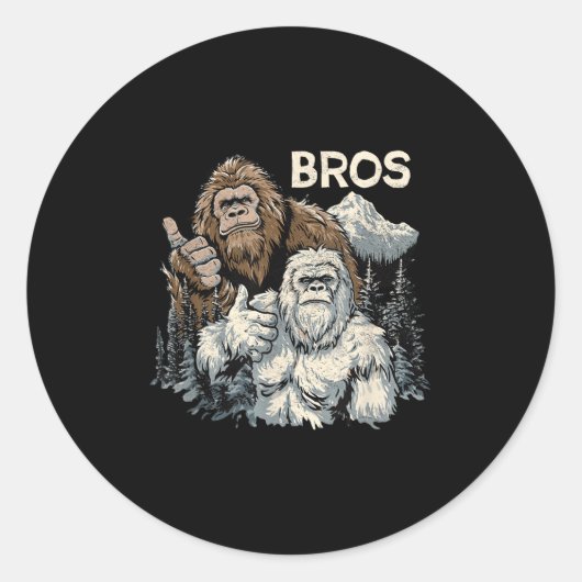 Grappig Bros Bigfoot en Yeti Brothers Sasquatch on Ronde Sticker (Voorkant)