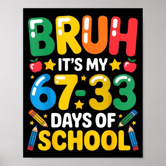 Grappig Bruh Het Is Mijn 67 33 Dagen School Wiskun Poster (Voorkant)
