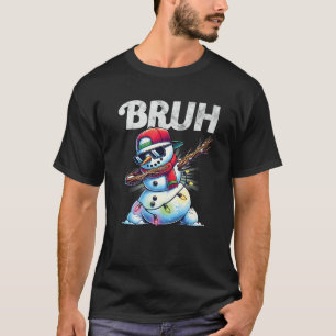 Grappig Bruh Meme Cool Dabbing Sneeuwman Kerstjong T-shirt
