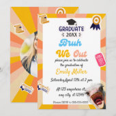 Grappig Bruh We Out Graduation Party Uitnodigingen (Voorkant / Achterkant)