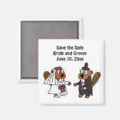 Grappig bruid en bruidegom Beaver bruiloft ontwerp Magneet (Voorkant / Achterkant)