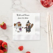 Grappig bruid en bruidegom Beaver bruiloft ontwerp Servetten (Insitu)