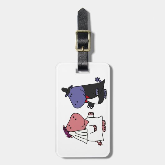 Grappig bruid en bruidegom bruiloft Cartoon Bagagelabel (Voorkant verticaal)