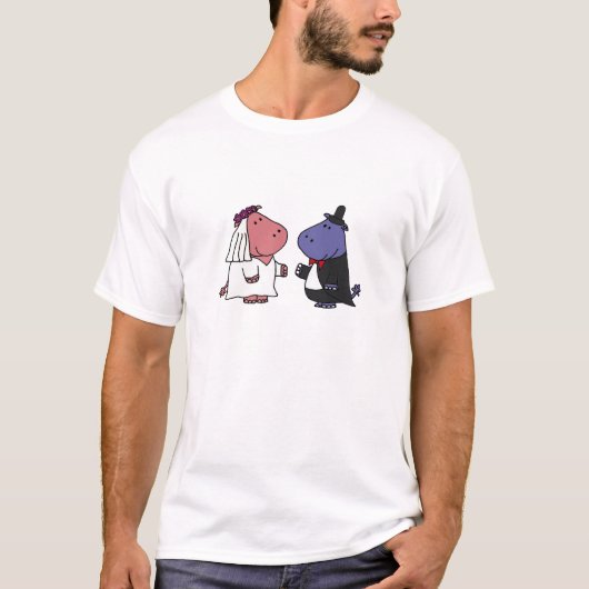 Grappig bruid en bruidegom bruiloft Cartoon T-shirt (Voorkant)