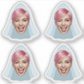 Grappig bruidsgezicht – aangepaste foto met sluier sticker (Voorkant)