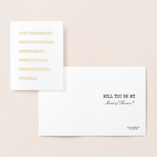 Grappig bruidsmeisje of bruidsmeisje folie kaarten (Display)