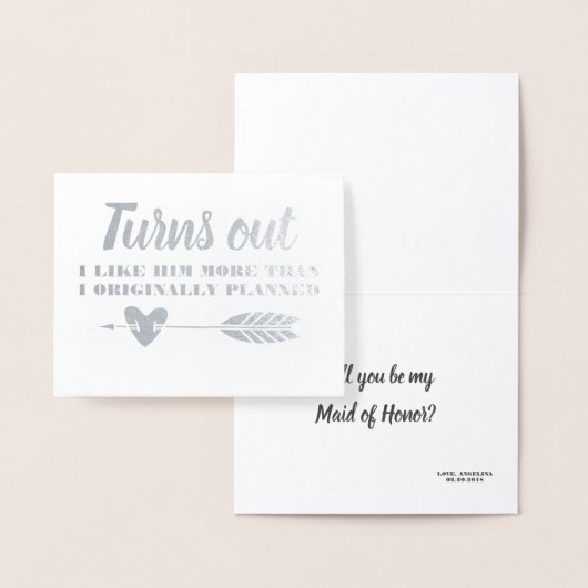 Grappig bruidsmeisje of bruidsmeisje folie kaarten (Display)