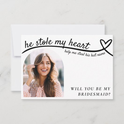 Grappig bruidsmeisje voorstel foto hartlijn bruilo (Voorkant)