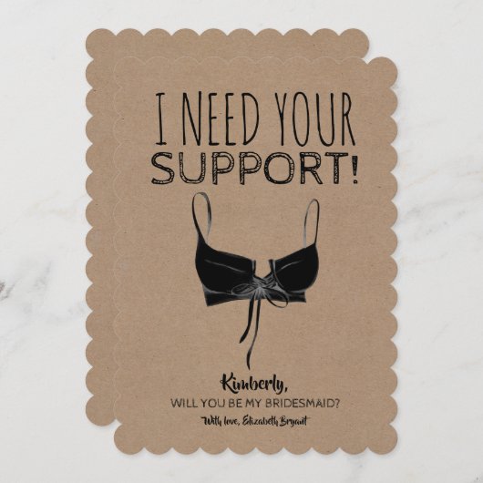 Grappig bruidsmeisje voorstel moet worden onderste kaart (Voorkant / Achterkant)