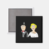 Grappig bruidspaar bruidegom en bruid cartoon magneet (Voorkant / Achterkant)