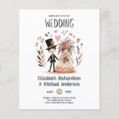 Grappig bruiloft Cartoon bruid bruidegom handgetro (Voorkant)