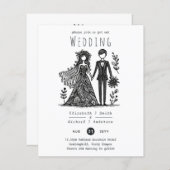 Grappig bruiloft Cartoon bruid bruidegom handgetro (Voorkant / Achterkant)