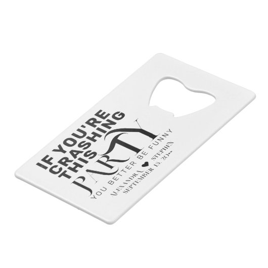 Grappig bruiloft partij offerte bruiloft gunst Dri Creditkaart Flessenopener (Voorkant Gekanteld)