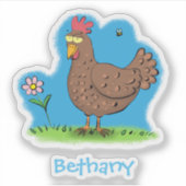 Grappig bruin gecontenteerde cartoon sticker (Voorkant)