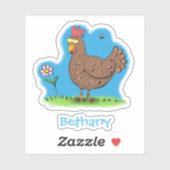 Grappig bruin gecontenteerde cartoon sticker (Vel)