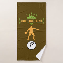 Grappig Bruin Groen Sinaasappel Monogram Picklebal Badhanddoek