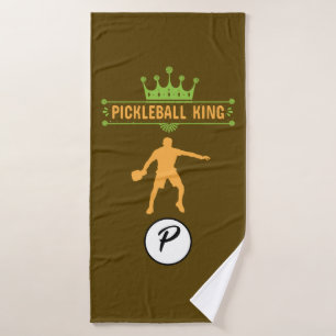 Grappig Bruin Groen Sinaasappel Monogram Picklebal Badhanddoek