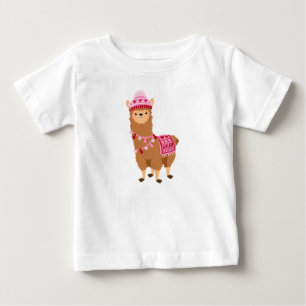 Grappig Bruin Roze Valentijnsdag Llamas T-shirt