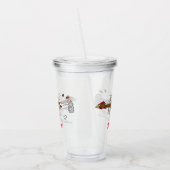 Grappig bruine cartoon van kippeulvruchten acryl drinkbeker (Links)