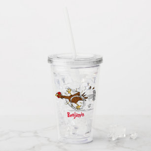 Grappig bruine cartoon van kippeulvruchten acryl drinkbeker