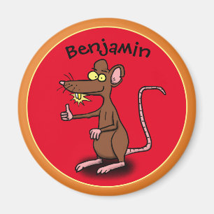 Grappig bruine rat duikt op cartoon magnet