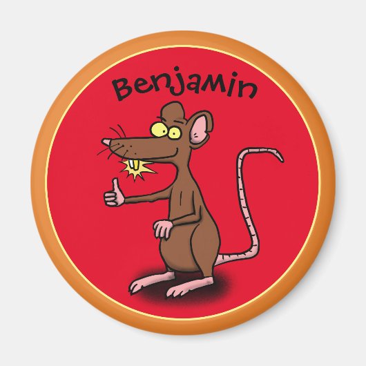 Grappig bruine rat duikt op cartoon magnet (Voorkant)