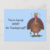 Grappig bruine Thanksgiving kalkoen met vliegende  Briefkaart (Voorkant)