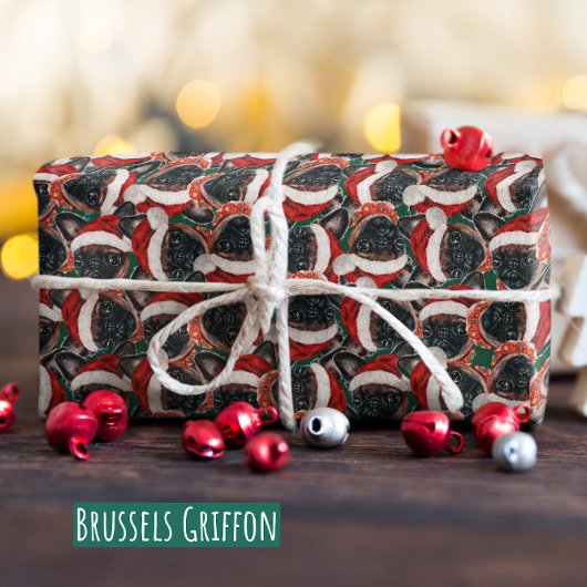 Grappig Brussels Griffon Kerstpatroon Cadeaupapier