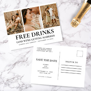 Grappig budget foto's simpele bruiloft bespaart da briefkaart