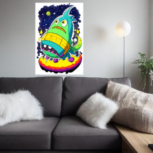 Grappig buitenaards wezen   AI Art Poster