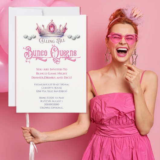Grappig Bunco Queen Game Party Kaart