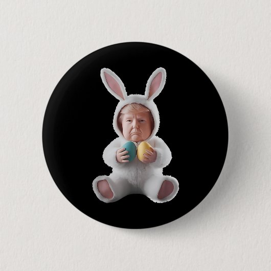 Grappig Bunny Pasen Trump Meme Happy Easter Day Ronde Button 5,7 Cm (Voorkant)