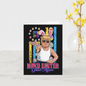 Grappig Bunny Trump 47th Salt Bae Meme Maak Pasen  Kaart (Gele Bloem)