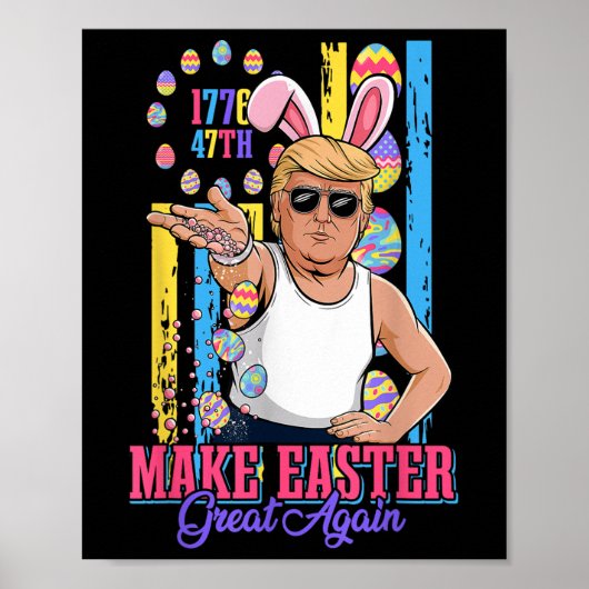 Grappig Bunny Trump 47th Salt Bae Meme Maak Pasen  Poster (Voorkant)