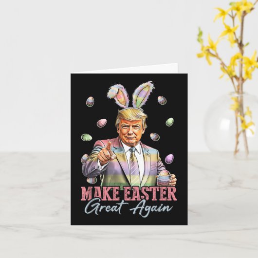 Grappig Bunny Trump Maak Pasen Groot Weer Konijn H Kaart (Gele Bloem)