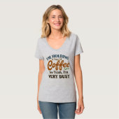 Grappig Busy Coffee V-Neck Shirt voor Vrouwen (Voorkant volledig)