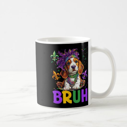 Grappig Bybet Hound Dog Bruh Meme voor Mardi Gras Koffiemok (Rechts)