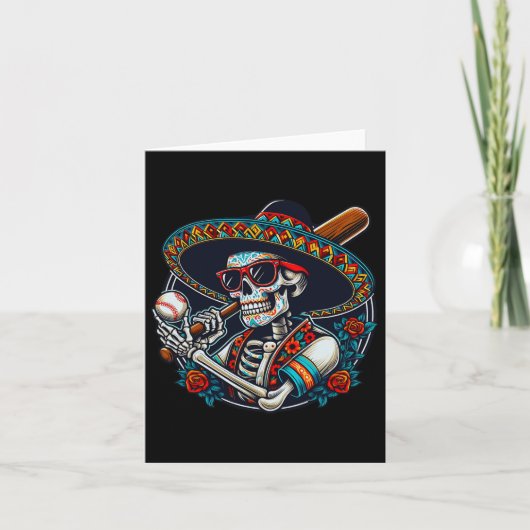 Grappig Bysebyll Skeleton Mexicaanse Sombrero Cool Kaart (Voorkant)
