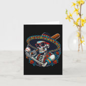 Grappig Bysebyll Skeleton Mexicaanse Sombrero Cool Kaart (Gele Bloem)