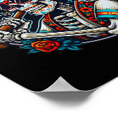 Grappig Bysebyll Skeleton Mexicaanse Sombrero Cool Poster (Hoek)