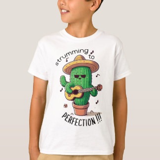 Grappig Cactus Gitarist T-shirt | Strumming naar P