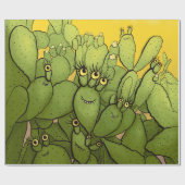 Grappig Cactus Karakter Schattige Succulente Karak Cadeaupapier (Vlak)