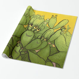 Grappig Cactus Karakter Schattige Succulente Karak Cadeaupapier