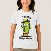 Grappig Cactus Kinder T-Shirt – Geen Knuffels Nodi (Voorkant)