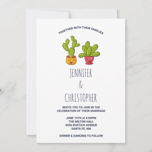 Grappig Cactus Koppel Funny Bruiloft Kaart (Voorkant)