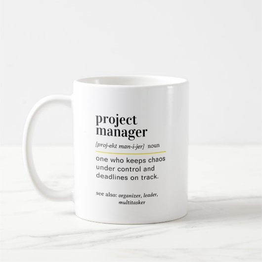Grappig Cadeau Definitie Projectmanager Koffiemok (Links)
