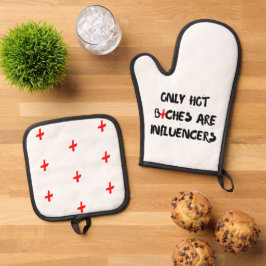 Grappig Cadeau met Citaat van Influencer voor Huis Ovenwant & Pannenlap Set
