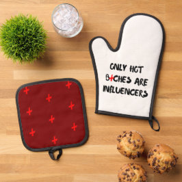 Grappig Cadeau met Citaat van Influencer voor Huis Ovenwant & Pannenlap Set