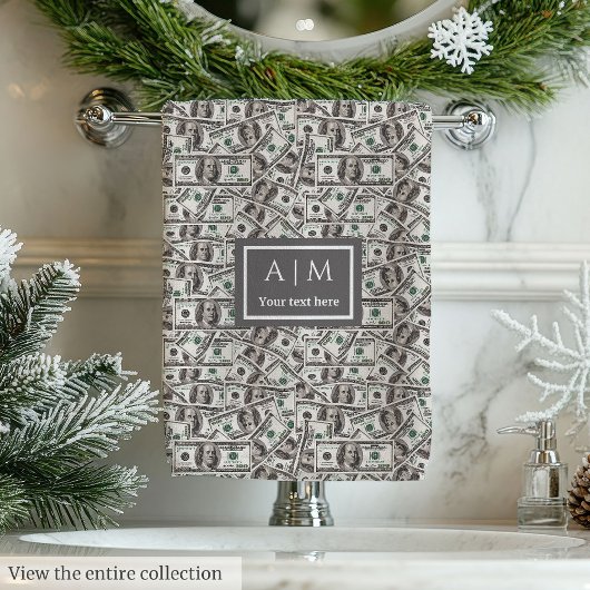 Grappig cadeau modern dollarpatroon gepersonalisee bad handdoek