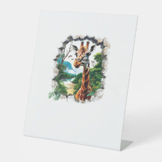 Grappig Cadeau Schattige Giraffe in het Gat in 3D  Reclamebord Met Voetstuk